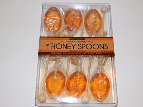 Product Cover Clover Honey Spoons Stirrers for Hot Beverages, Gluten Free, Set of 6 Spoons and Handmade in the USA