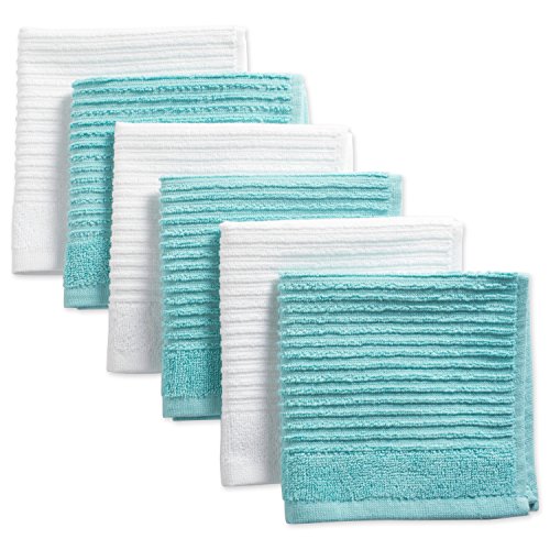 Product Cover DII CAMZ38294 Ribbed Terry Dishcloths and Dishtowels, S/6, Aqua, 6 Piece