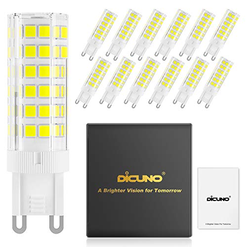 Product Cover DiCUNO G9 Ceramic Base LED Light Bulbs, 6W (60W Halogen Equivalent), 550LM, Daylight White (6000K), G9 Base, G9 Bulbs Non-Dimmable for Home Lighting, 12-Pack