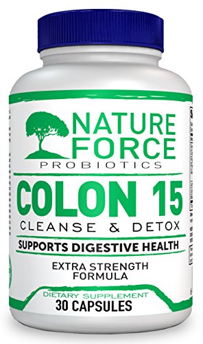 Product Cover Nature Force Colon 15 Day Cleanser & Detox for Weight Loss. Strength Detox Cleanse with Probiotics, Pure Colon Detox Pills for Women & Men, Increased Energy Levels, Flush Toxins.