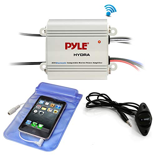Product Cover Pyle Auto 2-Channel Bridgeable Marine Amplifier - 200 Watt RMS 4 OHM Full Range Stereo with Wireless Bluetooth & Powerful Prime Speaker - High Crossover HD Music Audio Multi Channel System PLMRMB2CW