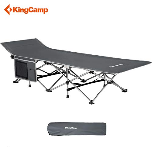 Product Cover KingCamp Strong Stable Folding Camping Bed Cot with Carry Bag (Grey with Side Pocket)