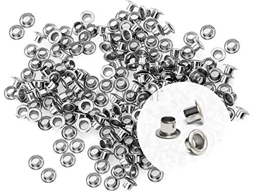 Product Cover CRAFTMEmore 2MM Hole 200PCS Tiny Grommets Eyelets Self Backing for Bead Cores, Clothes, Leather, Canvas (Silver)
