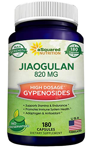Product Cover Pure Jiaogulan Supplement - 180 Capsules with BioPerine - Gynostemma Pentaphyllum AMPK Activator, Caffeine-Free Adaptogen Pills, Southern Ginseng (Jiaogulan) Root Powder Extract, Max Strength 820mg