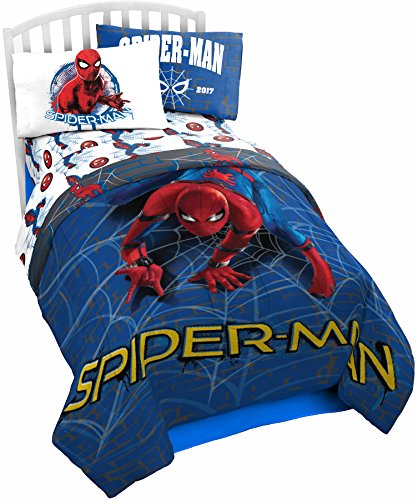 Product Cover Marvel Spider Man Wall Crawler Twin Comforter - Super Soft Kids Reversible Bedding features Spiderman - Fade Resistant Polyester Microfiber Fill (Official Marvel Product)
