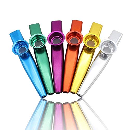 Product Cover LovesTown 6 Different Colors of Metal Kazoos Musical Instruments Flutes Kids,Guitar, Ukulele, Violin, Piano Keyboard