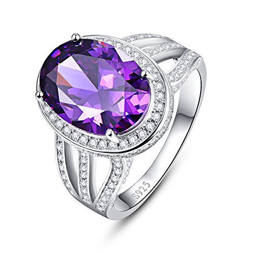 Product Cover BONLAVIE Vintage 10.2ct Created Purple Amethyst Engagement Ring 925 Sterling Silver for Women