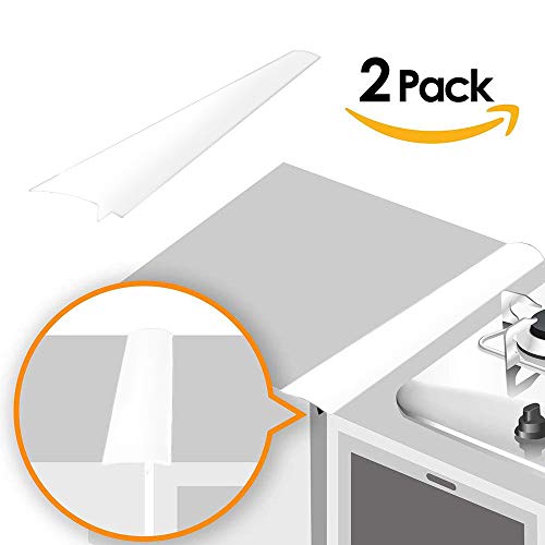 Product Cover Linda's Silicone Kitchen Stove Counter Gap Cover Long & Wide Gap Filler (2 Pack) Seals Spills Between Counters, Stovetops, Washing Machines, Oven, Washer, Dryer | Heat-Resistant and Easy Clean (White)