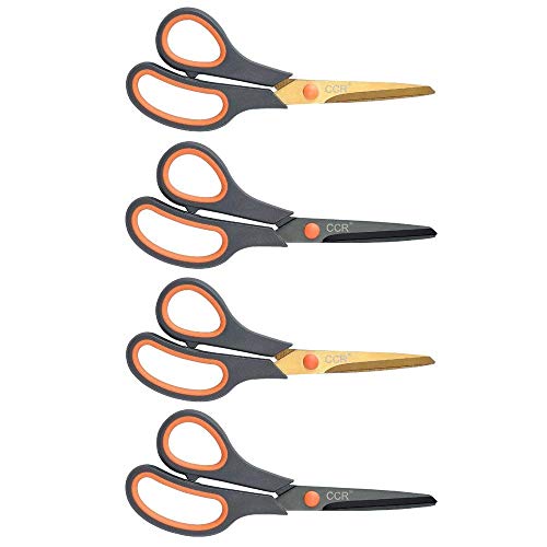 Product Cover CCR Scissors 8 Inch Soft Comfort-Grip Handles Sharp Titanium Blades, 4-Pack