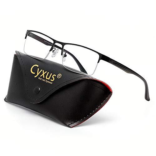Product Cover Cyxus Blue Light Blocking Computer Glasses Anti Eyestrain Headache Lightweight UV Filter Eyeglasses for Women/Men(Black Browline Frame)