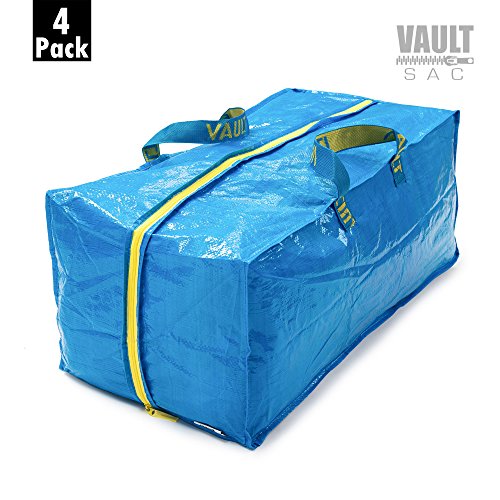 Product Cover VAULTSAC Storage Bags - 4 Pack - Space Saver Bags | Garment, Clothes, Duvet Storage Bags | Plastic Bag Storage | Storage Bins | Storage Containers | Great Underbed Storage Bags (Blue 20 GALLONS)