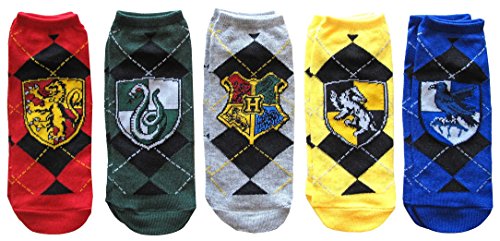 Product Cover Hyp Harry Potter House Crests Argyle Pattern Juniors/Womens 5 Pack Ankle Socks