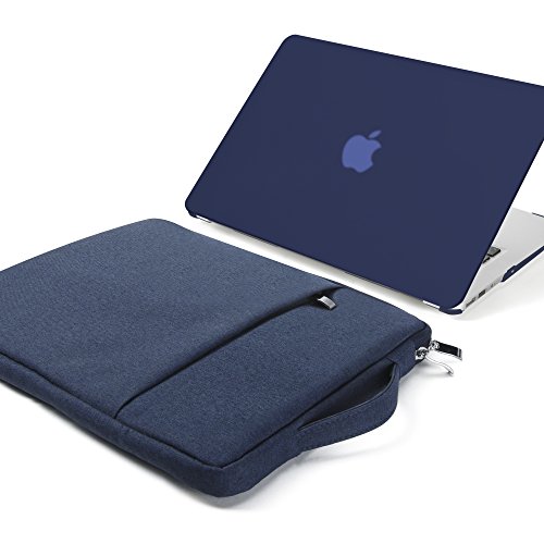 Product Cover GMYLE MacBook Air 13 Inch Case A1466 A1369 Old Version 2010 2017 and 13 13.3 Inch Handle Carrying Sleeve Bag 2 in 1 Set (Navy Blue)