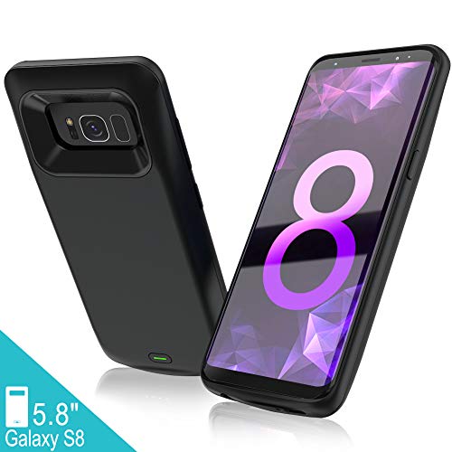 Product Cover Elebase Galaxy S8 Battery Case,5000mAh Portable External Backup Charging Case,Rechargeable Impact Resistant Extended Power Charger for Samsung Galaxy S8(Not Galaxy S8 Plus)(Black)