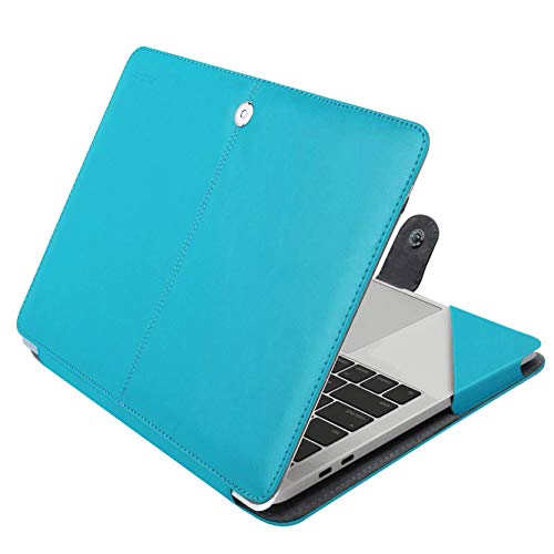 Product Cover MOSISO Case Compatible with 2019 2018 MacBook Air 13 A1932 Retina/2019 2018 2017 2016 Mac Pro 13 A2159/A1989/A1706/A1708, Premium PU Leather Folio Protective Stand Cover Sleeve, Blue
