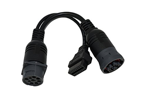 Product Cover MasTrack - 9 Pin Y-Cable to OBD 2 Extension Splitter 9 Pin J1939 Male & Female to 16 Pin Adapter | for Trucks & Cars Connect to Scan Tools, Diagnostic Reader, GPS Tracker & More