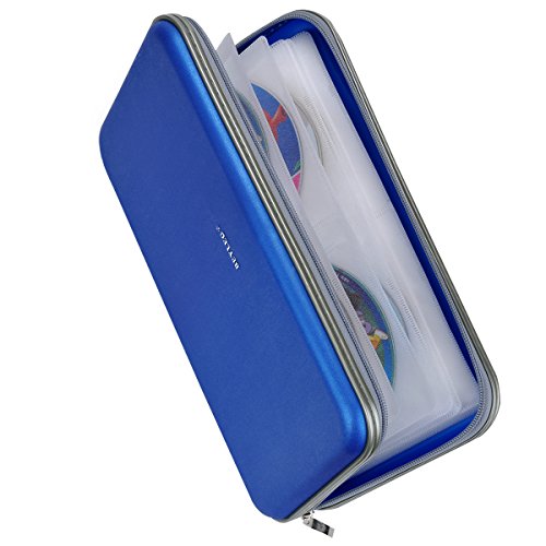 Product Cover Wismart 72 Capacity Heavy Duty CD DVD Blu-ray Media Case Storage Holder Organizer Wallet (Blue)