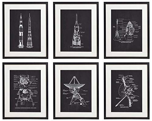 Product Cover IDIOPIX Space Patent Prints Home Decor Chalkboard Art Print Set of 6 Prints UNFRAMED No.3