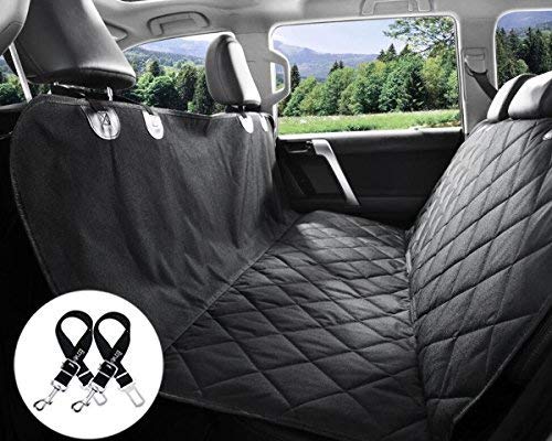 Product Cover Bonve Pet Dog Seat Cover - Waterproof Pets Car Liner with 2 Adjustable Pet Car Safety Belts Best Dog Hammock Bench Protector for Cars, SUV, Standard