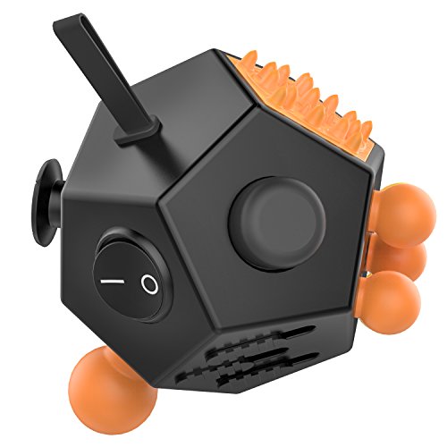 Product Cover ATIC 12 Sided Fidget Cube, Fidget Twiddle Cube Dodecagon Stress Relief Hand Toy Decompression for ADD, ADHD, Autism Kids and Adults, Black/Orange