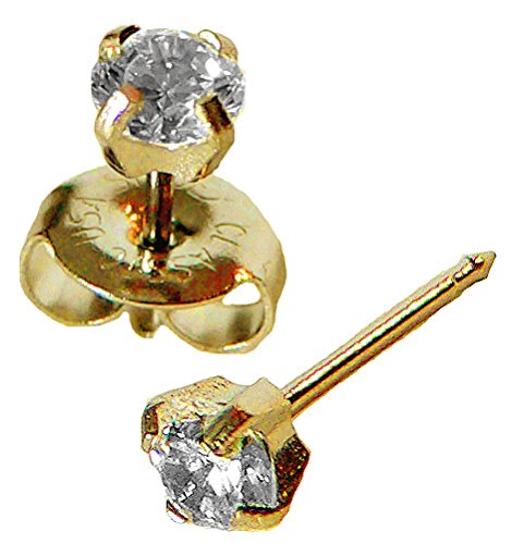 Product Cover Ear Piercing Earrings Gold 4mm Clear CZ Studs 