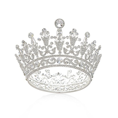 Product Cover SWEETV Luxury Full Round Crystal Queen Crown Rhinestone Bridal Tiara Pageant Prom Wedding Hair Jewelry