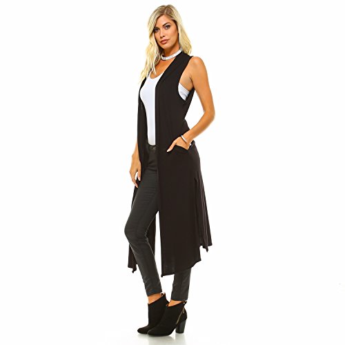 Product Cover Isaac Liev Women's Long Open Front Cardigan Vest with Pockets and Side Slit