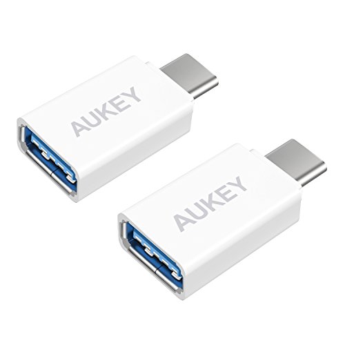 Product Cover AUKEY USB C Adapter, [2 Pack] USB C to USB 3.0 Adapter for MacBook Pro 2017/2016, Google Chromebook Pixelbook, Samsung Galaxy S9 S8 S8+ Note8, Google Pixel 2/2XL (White)