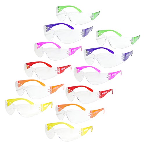 Product Cover JORESTECH Eyewear Protective Safety Glasses, Polycarbonate Impact Resistant Lens Pack of 12 (Multi-Colors)