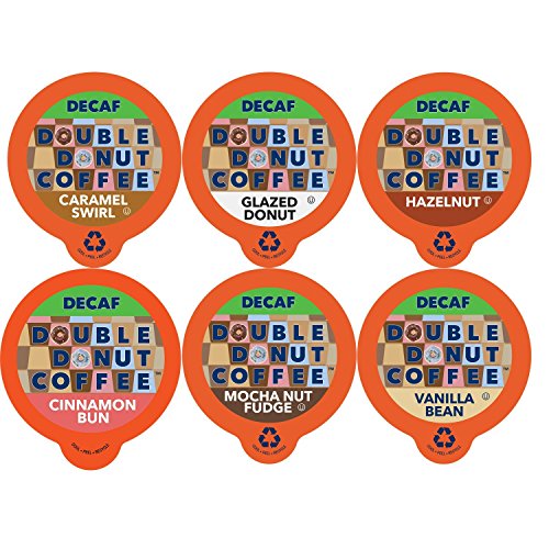 Product Cover Double Donut Coffee Decaf Variety Pack, Decaf Flavored Coffee For Keurig K Cup Brewers, 72 Count