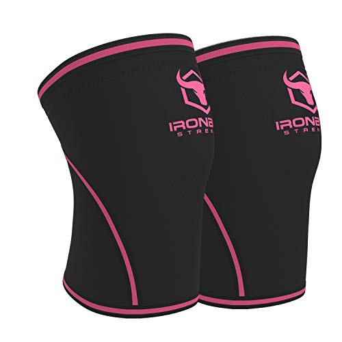 Product Cover Knee Sleeves 7mm (1 Pair) - High Performance Knee Sleeve Support For Weight Lifting, Cross Training & Powerlifting - Best Knee Wraps & Straps Compression - For Men and Women (Black/Pink, Medium)