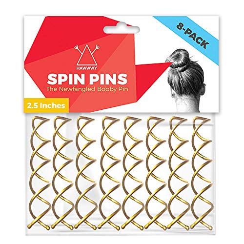 Product Cover Hawwwy Spiral Bobby Pins 8 Pack Spin Pins, Easy & Fast Bun Twist Screws, Bun Maker, Hair Pin for Women, Blonde Updo Accessories Messy Bun Perfect Bobbypins Bobby Pin Bobypin Bobbie Gold (2.5 Inches)