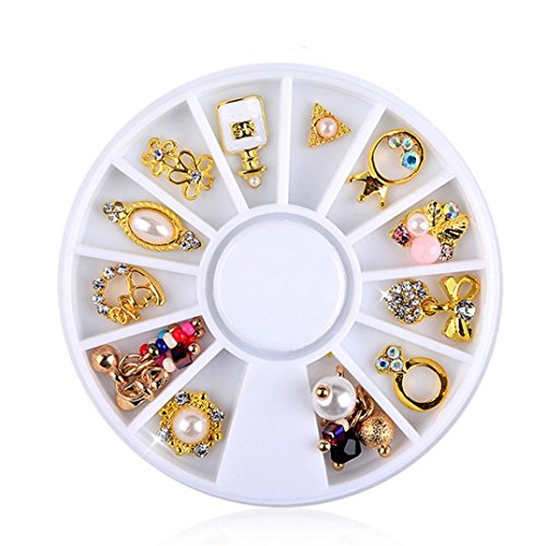 Product Cover DDLBiz 3D Nail Art DIY Gold Flower Ring Alloy Pearl Jewelry Nail Art Decoration
