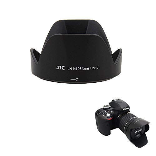 Product Cover JJC HB-N106 Reversible Dedicated Lens Hood Shade for Nikon AF-P DX Nikkor 18-55mm f/3.5-5.6G VR,Nikon AF-P DX Nikkor 18-55mm f/3.5-5.6G Lens on Nikon D3500 D3400 D5600 Camera