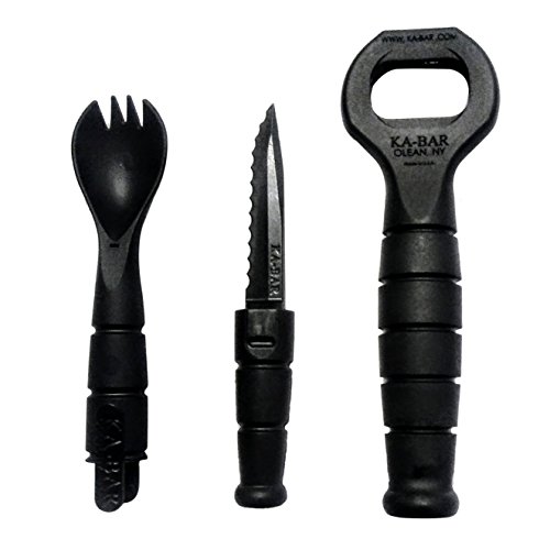 Product Cover Ka-Bar Military Spork & Bottle Opener - Spoon Fork Knife Combo Set - Camping Hiking Hunting Backpacking Outdoor Survival Multitool Utensil Accessory