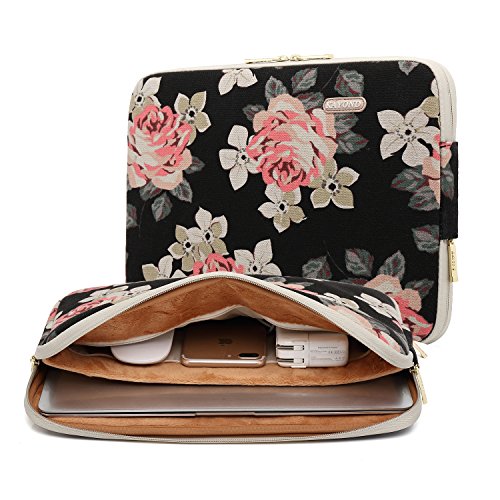 Product Cover KAYOND Black Rose Patten canvas Water-resistant 11 Inch Laptop Sleeve