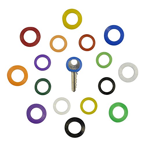 Product Cover Uniclife Key Caps Tags Covers Set 8 Large and 20 Medium Size, Strong Toughness Plastic Key Identifier Rings in 9 Different Colors