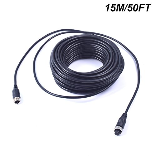 Product Cover 50FT 15M EKYLIN Car 4-Pin Aviation Video Extension Cable for CCTV Rearview Camera Truck Trailer Camper Bus Motorhome Vehicle Backup Monitor Waterproof Shockproof System
