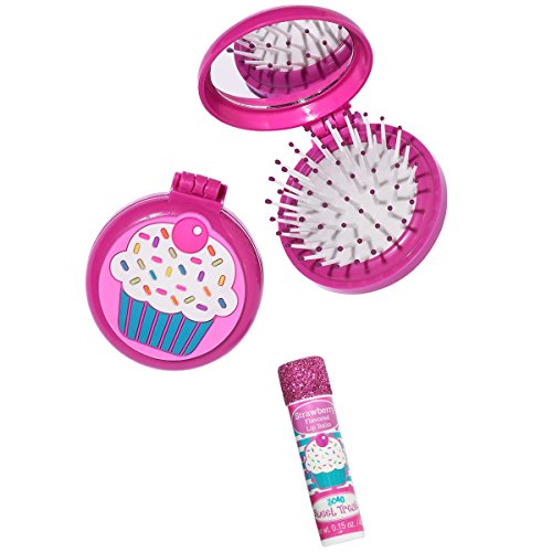 Product Cover 3C4G Cupcake Folding Brush & Mirror Set with Bonus Lip Balm