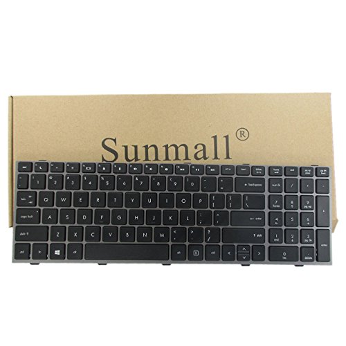 Product Cover SUNMALL New Laptop Keyboard with Frame for HP ProBook 4540s 4540 4545s Series Compatible with Part Number 702237-001 683491-001 701485-001 Grey Frame US Layout