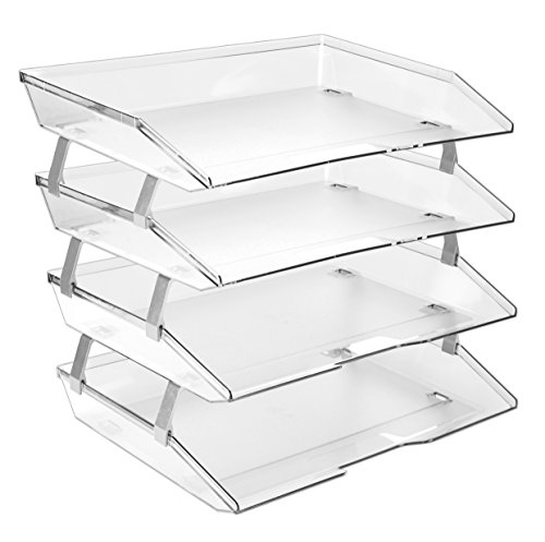 Product Cover Acrimet Facility 4 Tier Letter Tray Side Load Plastic Desktop File Organizer (Clear Crystal Color)