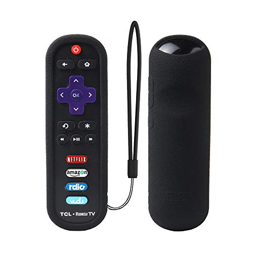 Product Cover TCL Roku RC280 Remote Case SIKAI Silicone Shockproof Protective Cover for Roku 3600R / TCL Roku RC280 TV Remote [RoHS Tested Material] Skin-Friendly Anti-Lost with Remote Loop (Black)
