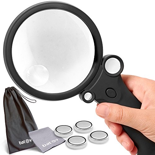 Product Cover The multipurpose magnifier with light for professionals & collectors | 4 magnification modes | up to 55x magnification | scratch-resistant magnifying glass | for reading, coin, stamp & rock collecting