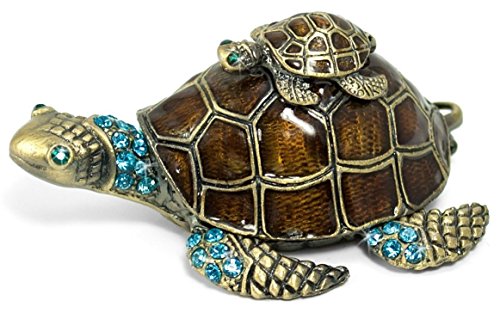 Product Cover Waltz&F Turtle Trinket Jewelry Box with Sparkling Light Green Crystals,Hinged Trinket Box Hand-Painted Figurine Collectible Ring Holder