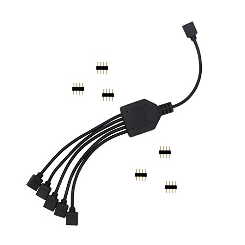 Product Cover RGB LED Light Strip 4 Pin Splitter - 5 way splitter for LED Tape Light (1 to 5 Splitter Cable (Black))