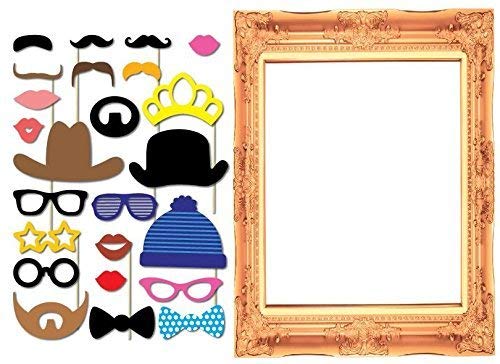 Product Cover SUNSHINEPROP 24PCS Wedding Birthday Party Masks Frame Photo Booth Props Mustache On A Stick