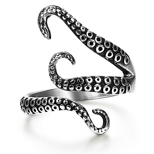 Product Cover FIBO STEEL Stainless Steel Octopus Shape Rings for Men Women Vintage Rings,Size 7-13