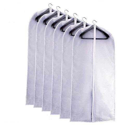 Product Cover Garment Bag Clear, Dust Bags Cover Moth Proof for Clothes Storage Suits Dress Dance Zippered Breathable Pack of 6