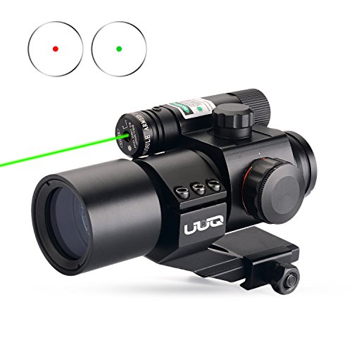 Product Cover UUQ Tactical 1X30 Green & Red Dot Sight for Rifles & Shotguns W/Green Laser, Picatinny Cantilever PEPR Mount