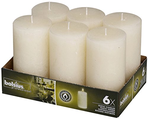 Product Cover BOLSIUS 6 Pk. Rustic Ivory Pillar Party Wedding Candles 130 X 68mm (Aprox. 5 X 2.75 Inches)